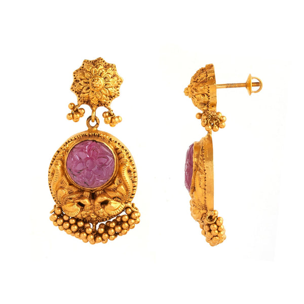 Charismatic Gold Ruby Earrings - zaveribros.com