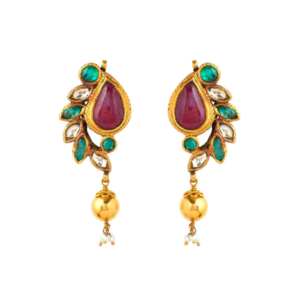 Glossy Gold Stud Earrings - zaveribros.com