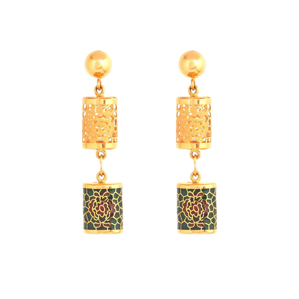 Stunning Geometric Shaped Gold Earrings - zaveribros.com