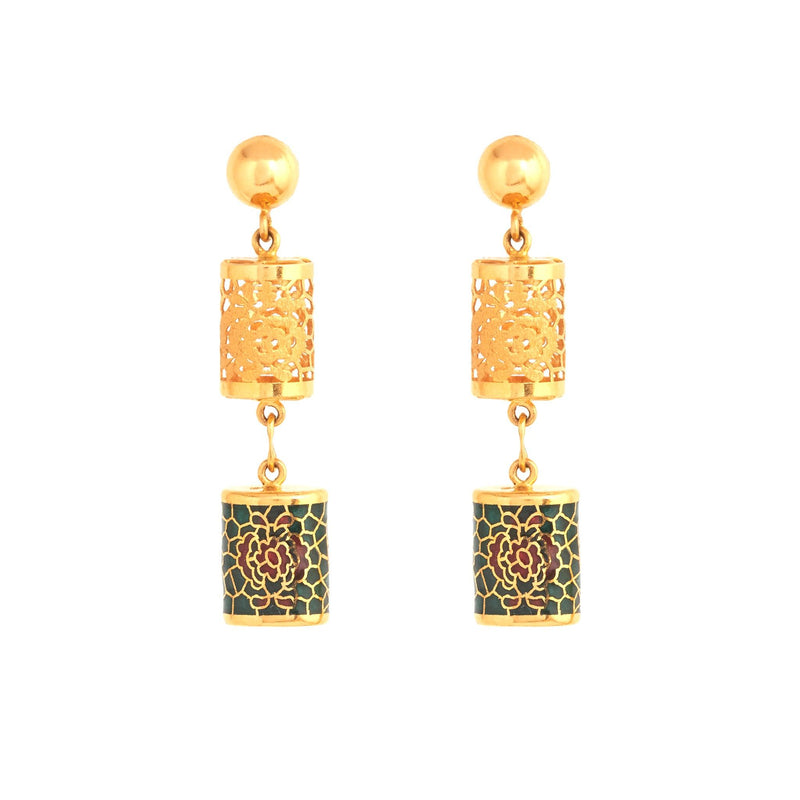 Stunning Geometric Shaped Gold Earrings - zaveribros.com