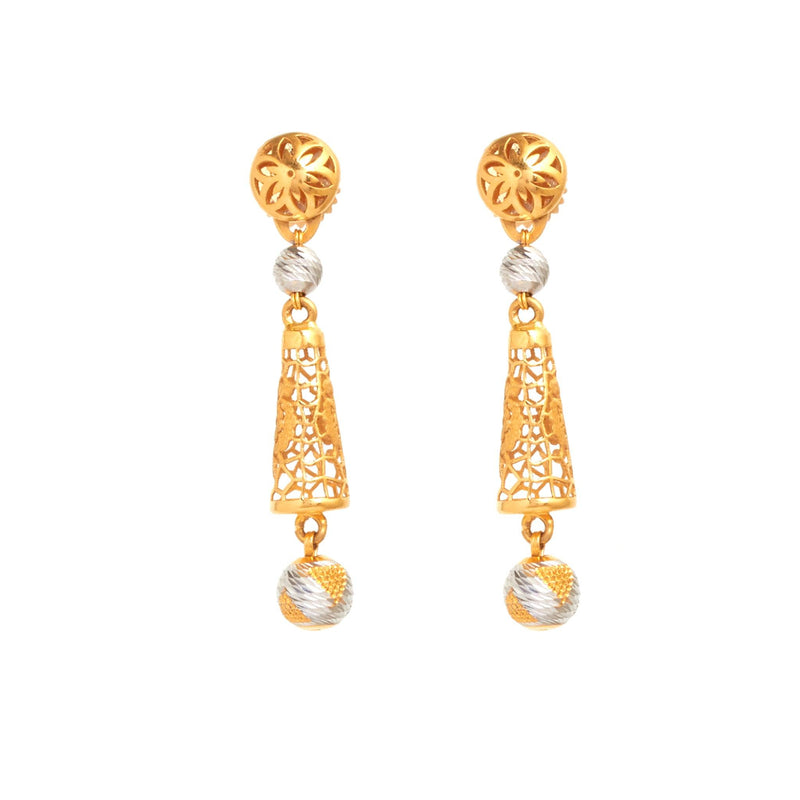 Two Tone Modern Gold Drop Earrings
