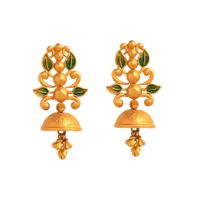Buy Antique Gold Plated Floral Peacock Jhumki Earrings | Tarinika