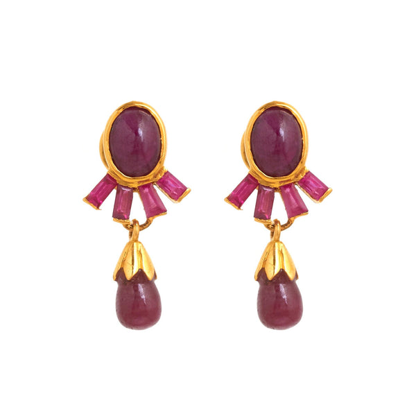 Shushma Gold Gemstone Earrings - zaveribros.com