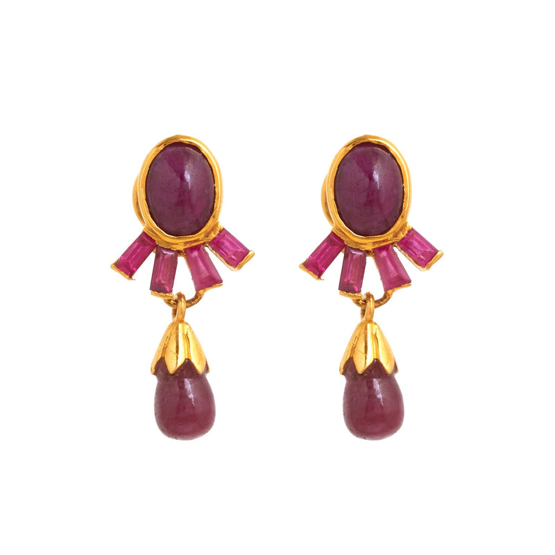 Shushma Gold Gemstone Earrings - zaveribros.com