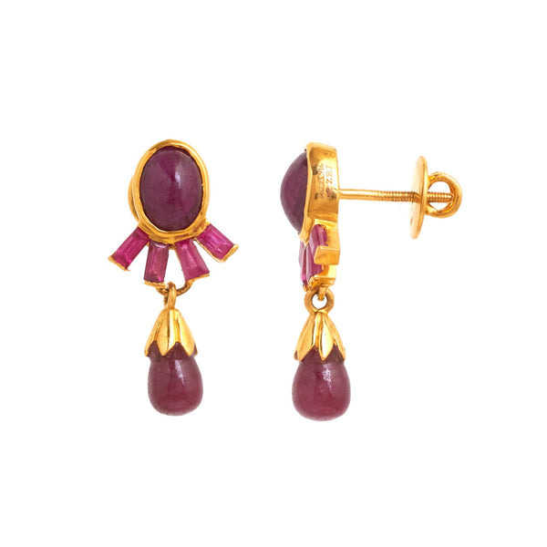 Shushma Gold Gemstone Earrings - zaveribros.com