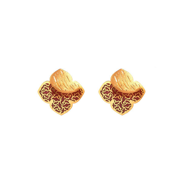 Magnificient Two tone 22K Gold Earrings - ER-506