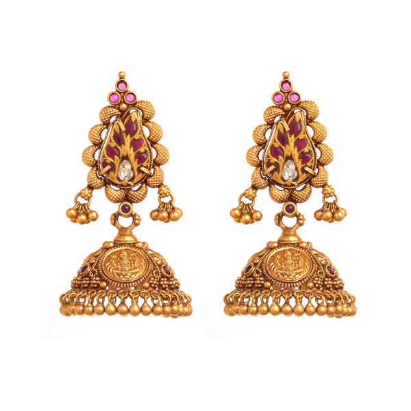 Esha Gold Jhumkas Earrings - zaveribros.com