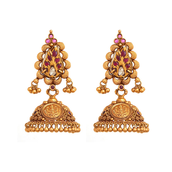 Shop Petite Fancy Stone Jhumkas Gold Earrings | Indian Gold Jewellery | GRT  Jewels