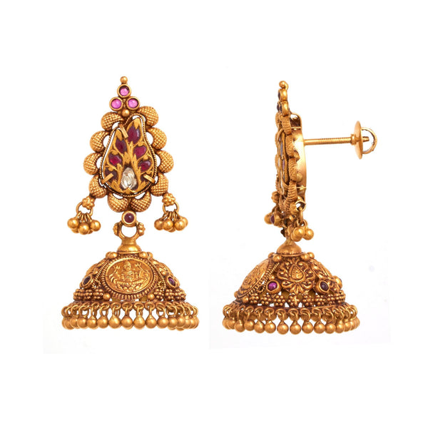 Esha Gold Jhumkas Earrings - zaveribros.com
