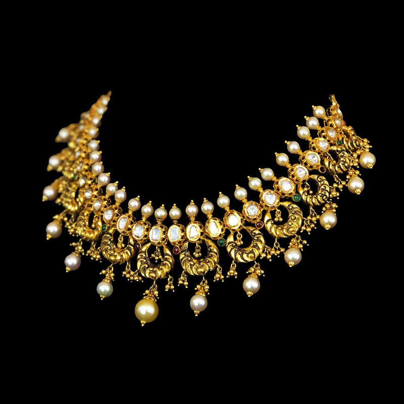 Splendid Pearl  Polki Necklace freeshipping - zaveribros.com