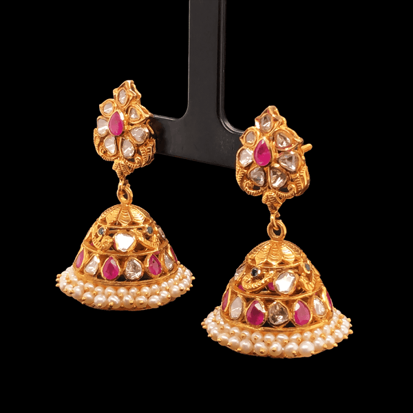 Traditional Poornima Polki Jhumkas freeshipping - zaveribros.com