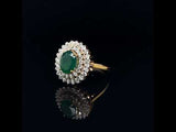 green stone diamond ring