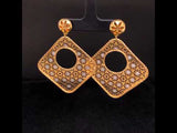 Square Shaped Gold Drop Earrings